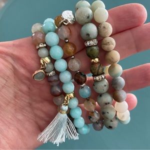 Stone Stretch Bracelets set of 5